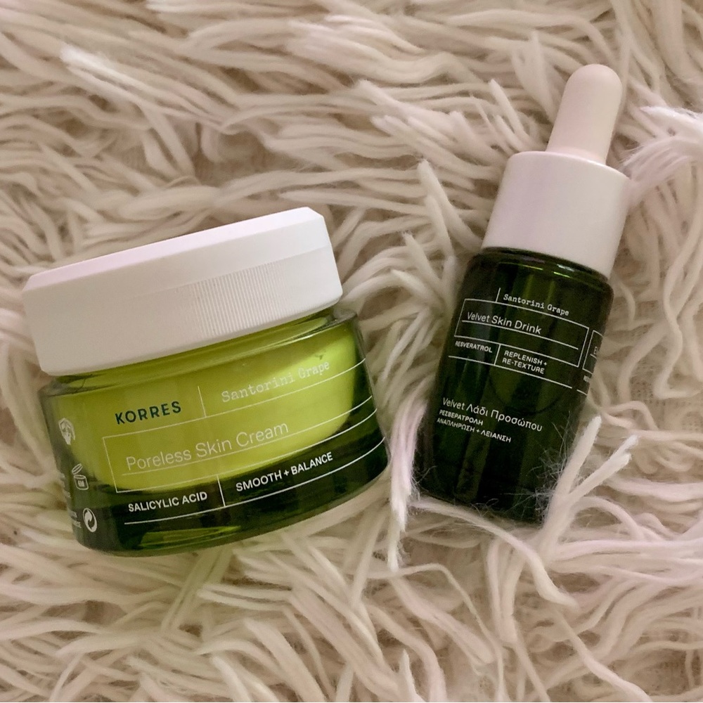 KORRES Poreless cream w/deluxe travel Velvet skin drink🩷FINAL SALE🩷